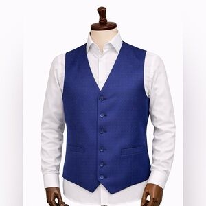 Men’s Royal Blue Patterned Formal Vest Size M